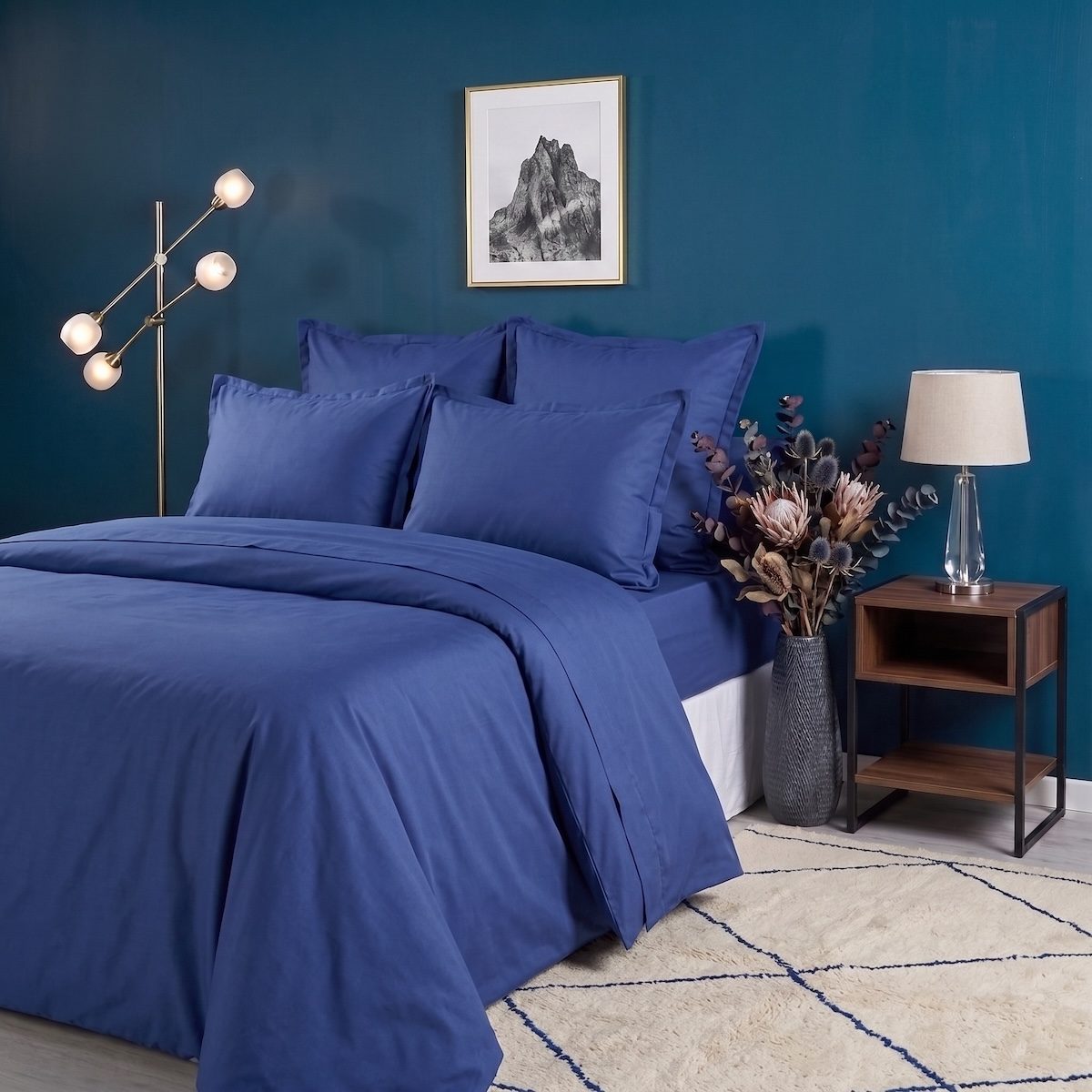 housse de couette sur mesure coton marine