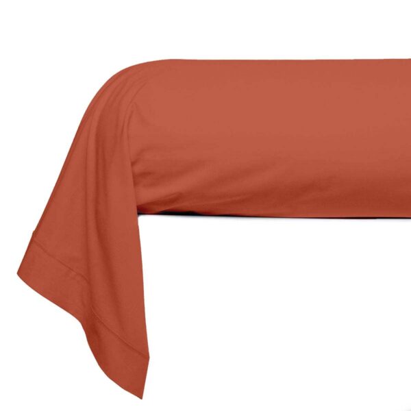 taie de traversin percale terracotta