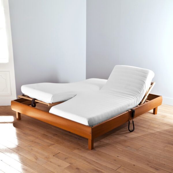 drap housse double lit articulé tete et pied relevable