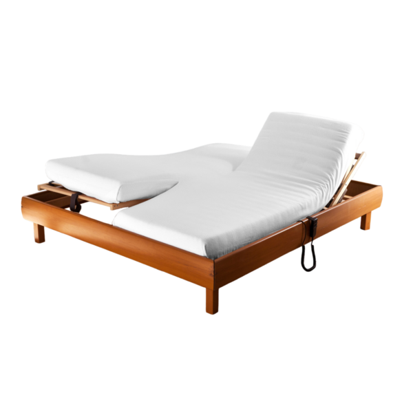 drap housse double lit articulé blanc