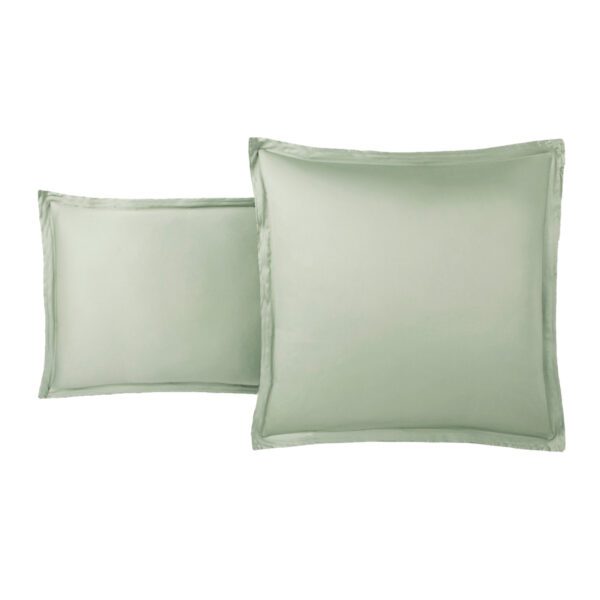 taie d'oreiller unie en satin de coton 120 fils sauge